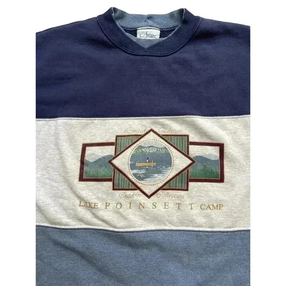 Vintage 80s 90s Limited Edition Lake Poinsett Camp SD Colorblock Crewneck XL - Picture 4 of 13